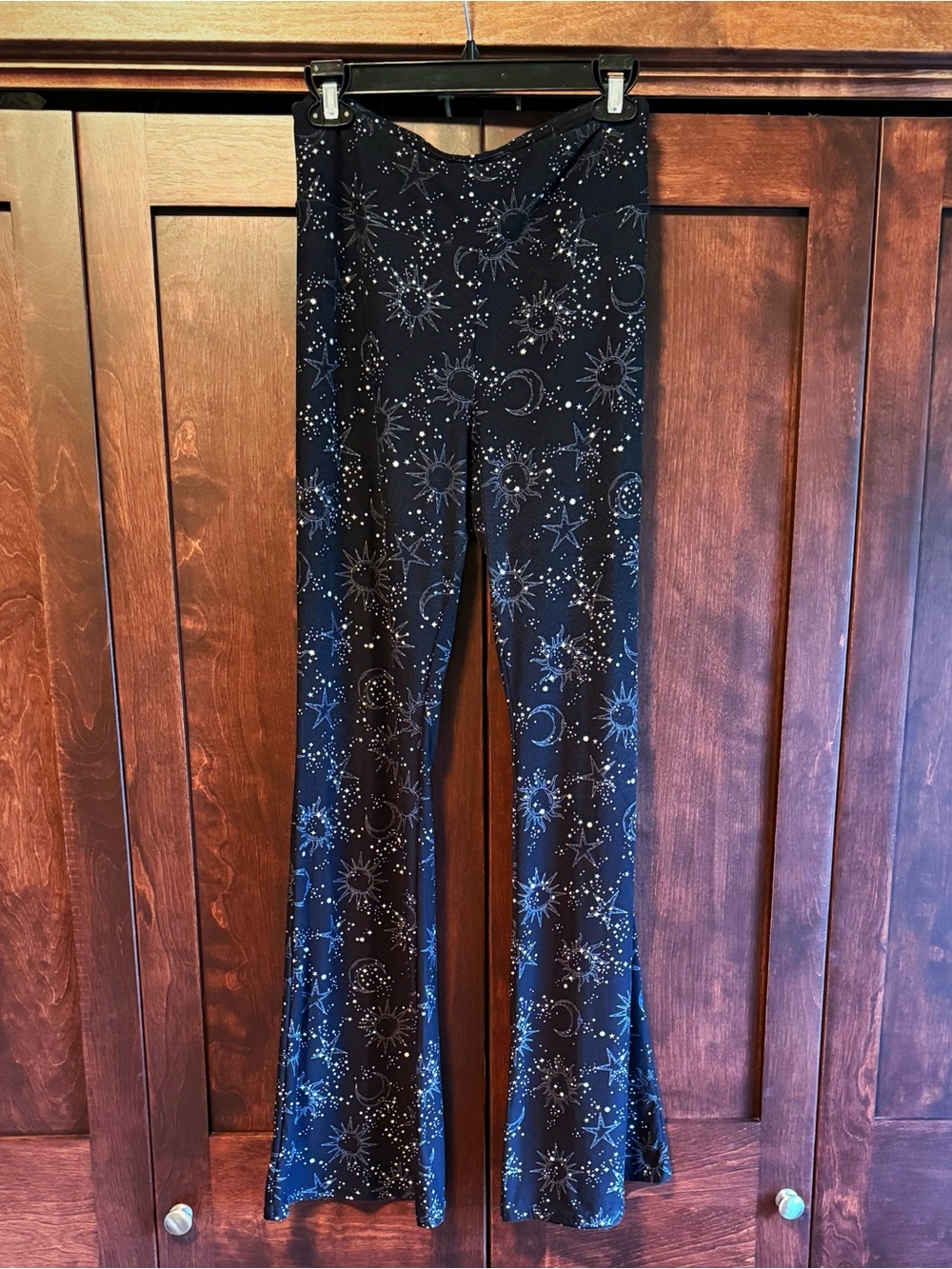 No Boundaries Black Star & Moon Print Flare Pants